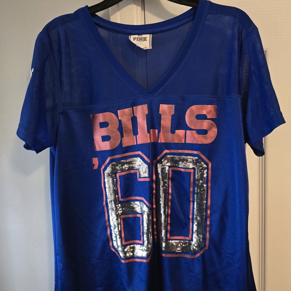 PINK Blue Bills 60 Sequin Football Tee